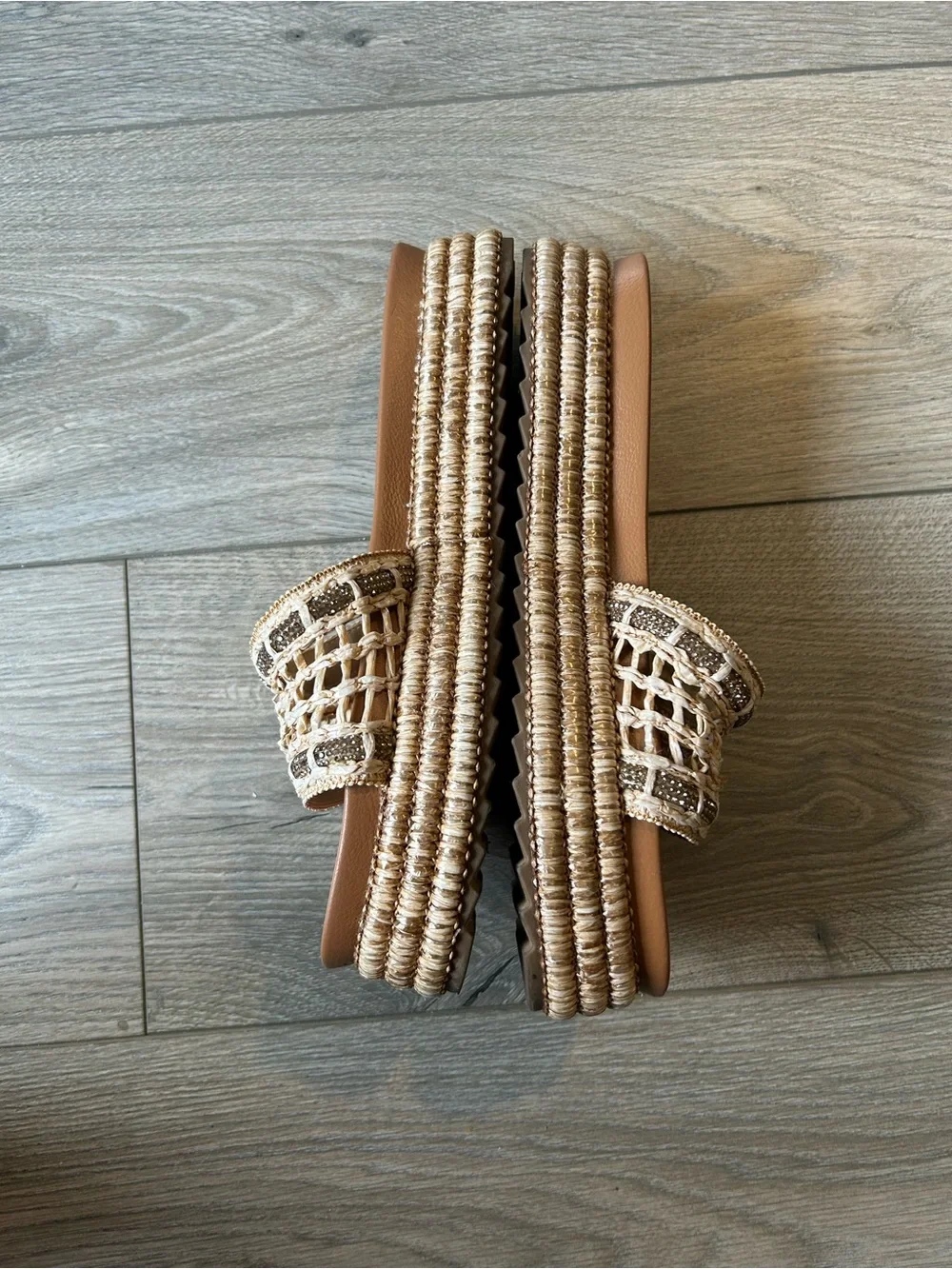 Hey Girl by Corkys Footwear Hangover Raffia Platform Slides / Sandals Size 11